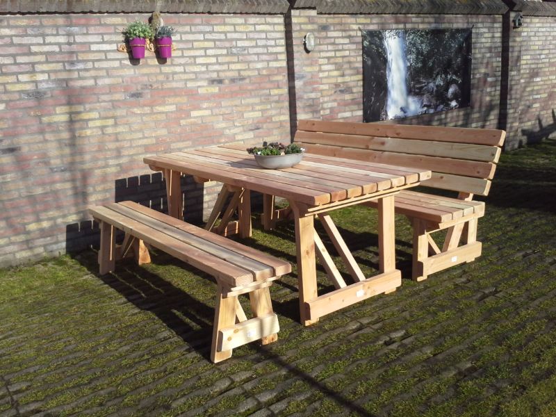 Onderdrukken kwaadheid de vrije loop geven Terminal Picknicktafel douglas hout | Robuuste tuinset - Rooijackers Picknicktafels